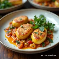 Plato con Berenjenas Rellenas Cordero y Pimientos Ahumados