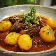 Receta con Carne Guisada con Patatas: Carne Melosa y Salsa Profunda
