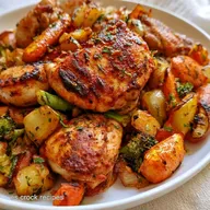 Pollo Al Horno Jugoso con Verduras Asadas