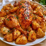 Pollo Al Horno con Patatas: Piel Crujiente