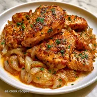 Pollo Encebollado Jugoso con Muslos