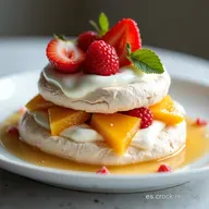Rollo Pavlova con Frambuesa y Mascarpone Merengue Crujiente