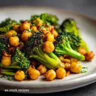 Salteado de Garbanzos y Br&oacute;coli con Ajo en 20 Minutos