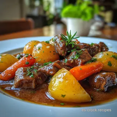 Receta con Carne Guisada con Patatas: Carne Melosa y Salsa Profunda Tarjeta de receta