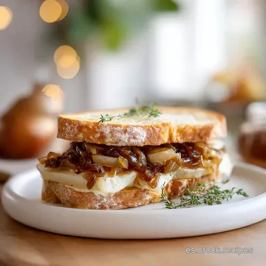 S&aacute;ndwich de Cebolla Caramelizada, Gouda y Pera en 25 Minutos Tarjeta de receta