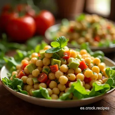 Chickpea Feta Avocado Salad Frescura Mediterr&aacute;nea Tarjeta de receta