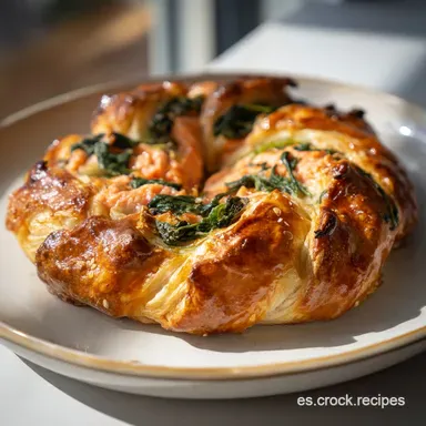 Corona de Hojaldre con Salm&oacute;n y Espinacas: Lista en 40 Minutos Tarjeta de receta