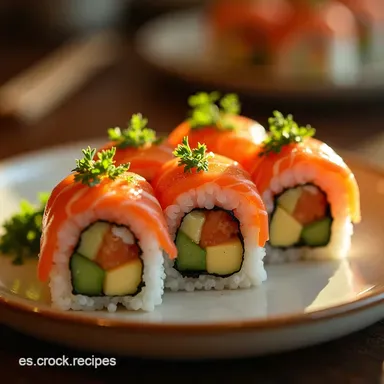 Sushi Casero de Salm&oacute;n y Aguacate Receta F&aacute;cil Tarjeta de receta
