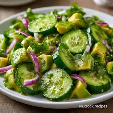 Ensalada Pepino y Aguacate: 10 Minutos Tarjeta de receta