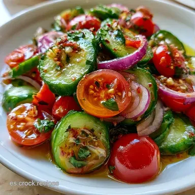 Ensalada Pepino Y Tomate Cl&aacute;sica Para 4 Tarjeta de receta