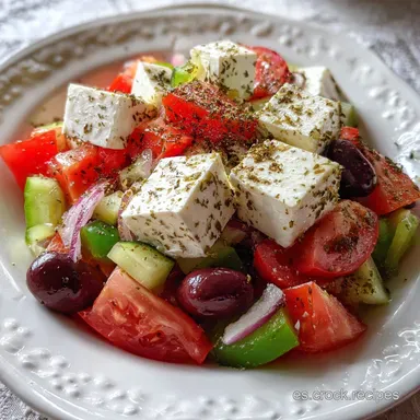 Ensalada Griega Cl&aacute;sica Refrescante Receta F&aacute;cil in 30 Minutes Tarjeta de receta