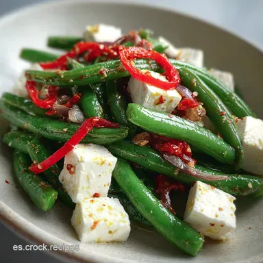 Green Bean Salad Recipe for 4 Servings Tarjeta de receta