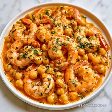 Garbanzos Con Langostinos Para 4 Personas Tarjeta de receta
