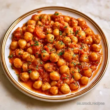 Garbanzos Con Tomate para 4 Personas Tarjeta de receta