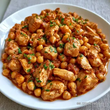 Guiso De Pollo Con Garbanzos Al en 40 Min Tarjeta de receta