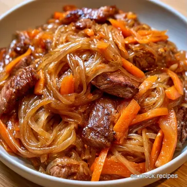 Japchae Coreano Para 4 Personas Tarjeta de receta