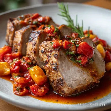 Magro de cerdo con tomate: Receta F&aacute;cil en 40 Minutos Tarjeta de receta