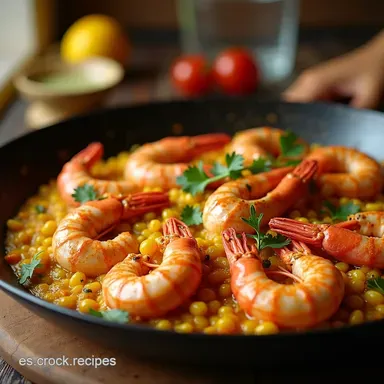 Mi Secreto Paella de Pollo y Langostinos De Revista Tarjeta de receta