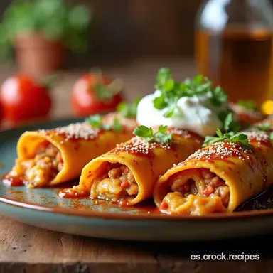 PANQUEQUES CON CARNE MOLIDA Receta F&aacute;cil tipo Enchiladas Tarjeta de receta