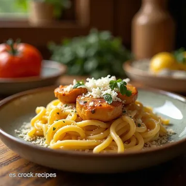 Pasta Cremosa con Pollo y Champi&ntilde;ones Receta F&aacute;cil y Reconfortante Tarjeta de receta