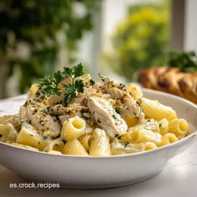 Pasta con Pollo y Mozzarella en 25 Min Tarjeta de receta