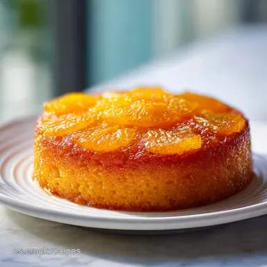 Pastel Volteado de Mandarina por 10 porciones Tarjeta de receta