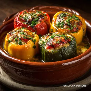 Receta sin harinas: Pimientos Rellenos Mediterr&aacute;neos F&aacute;ciles Tarjeta de receta