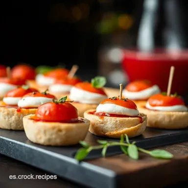 Aperitivos Fr&iacute;os para Eventos &iexcl;Pinchos Caprese a la Espa&ntilde;ola! Tarjeta de receta