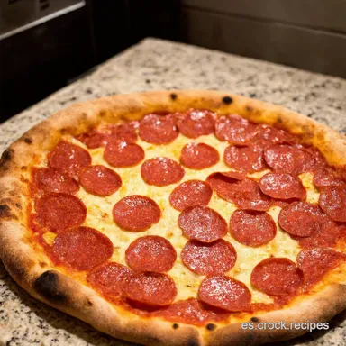 Pizza de Pepperoni Casera Receta F&aacute;cil y Crujiente Tarjeta de receta