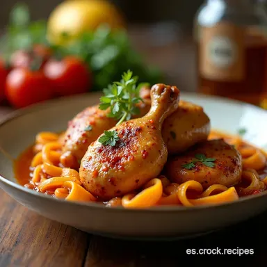 Pollo a la Portuguesa Guiso Vibrante con Vino y Pimientos Tarjeta de receta