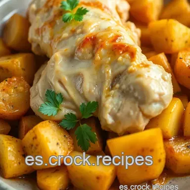 Recetas para la Cena: Pollo al Ajillo Cl&aacute;sico con Patatas Tarjeta de receta