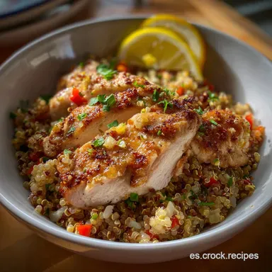 Comida sana: Bol de Quinoa y Pollo Mediterr&aacute;neo en 40 Minutos Tarjeta de receta