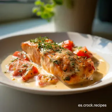 Receta de Salm&oacute;n en Salsa Cremosa en 15 Minutos para 2 Porciones Tarjeta de receta