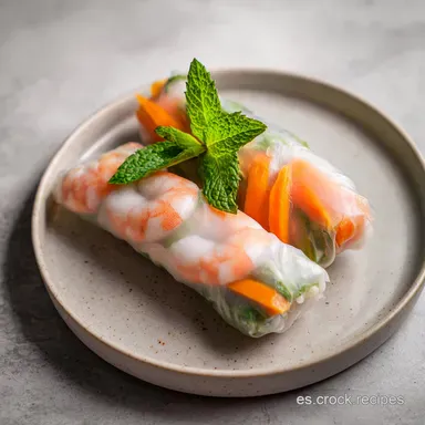 Rollitos De Papel De Arroz Con Gambas Tarjeta de receta