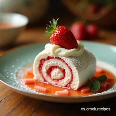 Rollo Pavlova con Frambuesa y Mascarpone Merengue Crujiente Tarjeta de receta