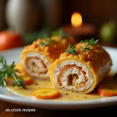 Rollo de Pavo con Relleno de Ar&aacute;ndanos Jugoso y Festivo Tarjeta de receta