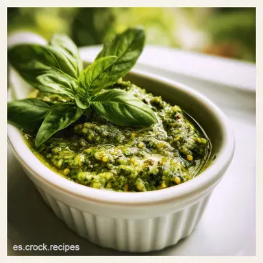 Salsa pesto de albahaca: Receta Italiana Original in 10 Minutes Tarjeta de receta
