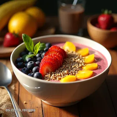 Smoothie Bowl Buenos D&iacute;as Sol Tu Energ&iacute;a en 5 Minutos Tarjeta de receta