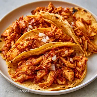 Tacos De Pollo Desmenuzado en 45 Minutos Tarjeta de receta