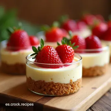 Vasitos de Cheesecake de Fresa Mi Postre Estrella F&aacute;cil Tarjeta de receta