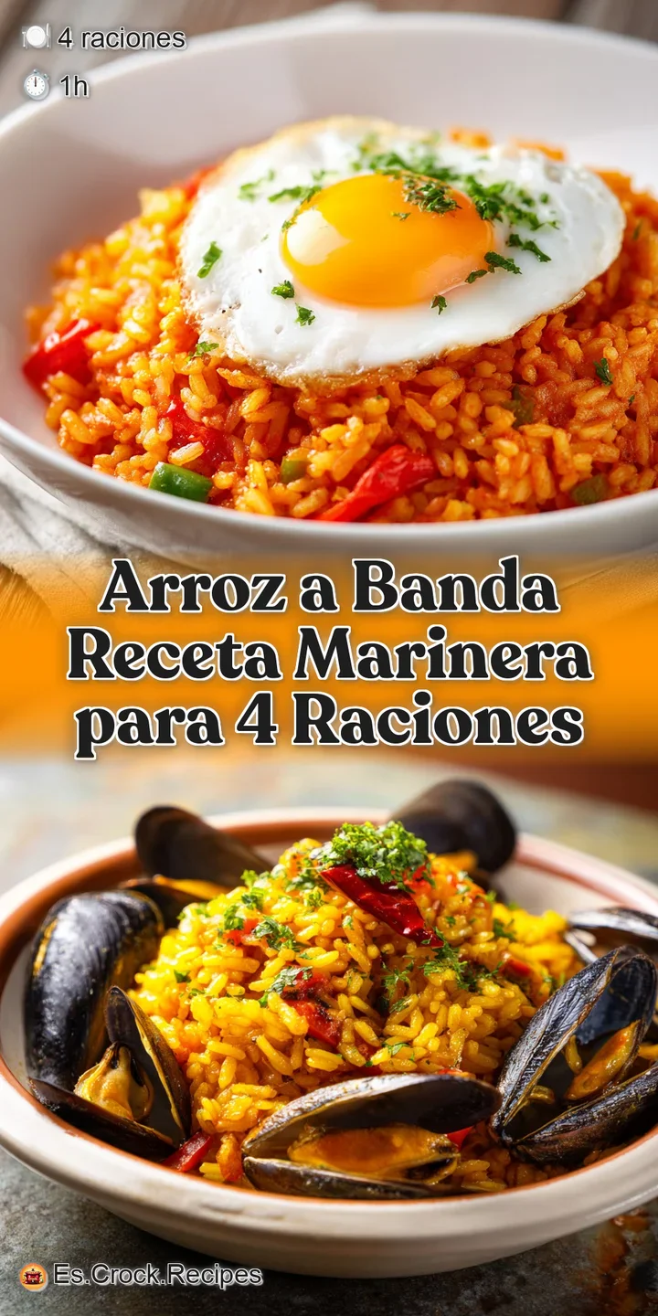 Close-up of vibrant Arroz a Banda. Saffron rice texture, glistening with broth, showcases tender seafood and peppers.