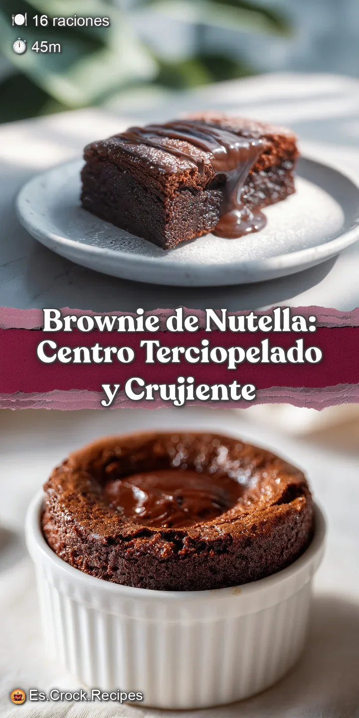 Close-up captures the intense chocolate color & moist, fudgy texture of a Nutella brownie. A tempting, gooey dessert!