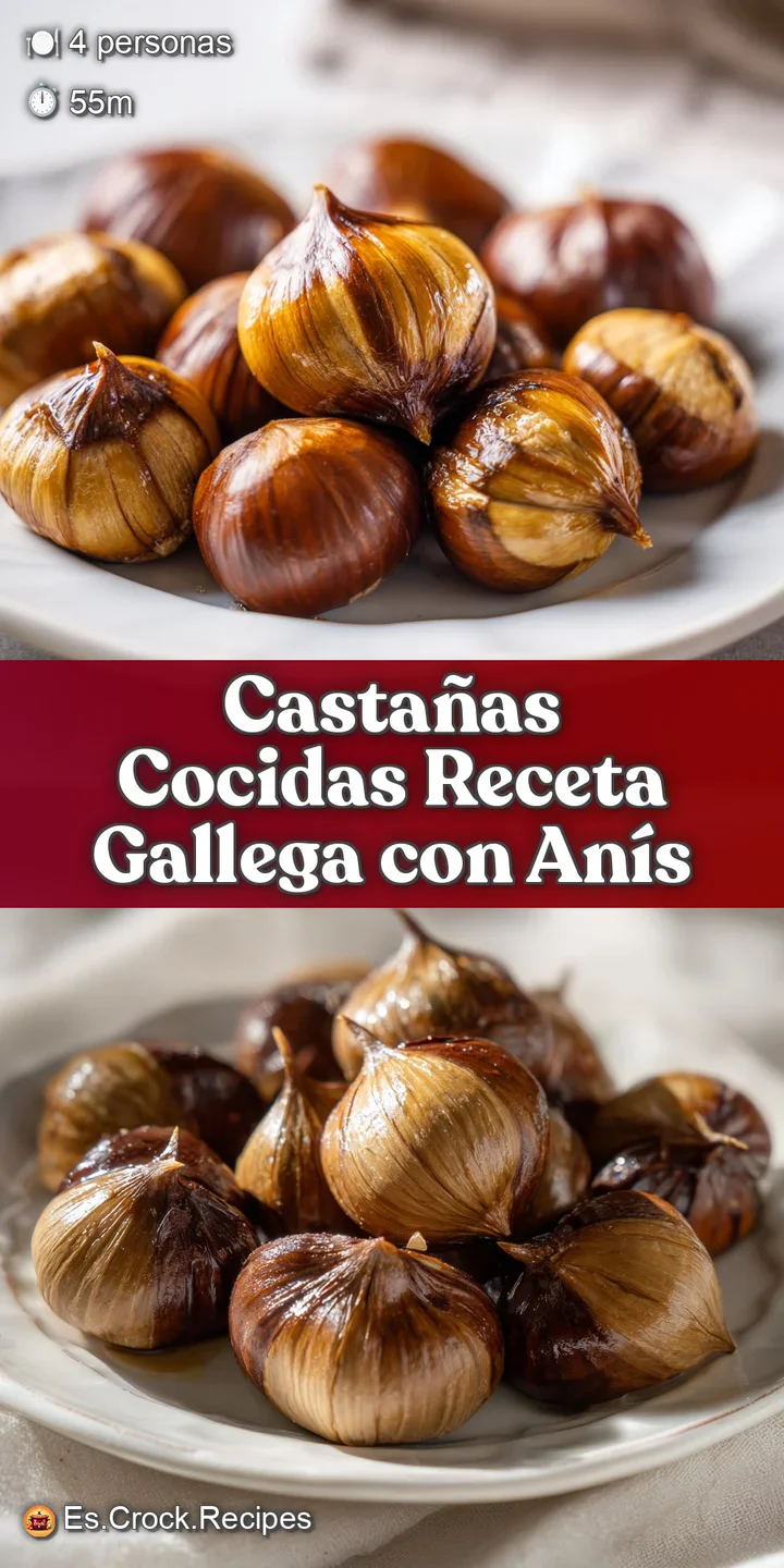 Close-up of glistening, cooked chestnuts, some split open to reveal the pale yellow flesh, with hints of anise spice.