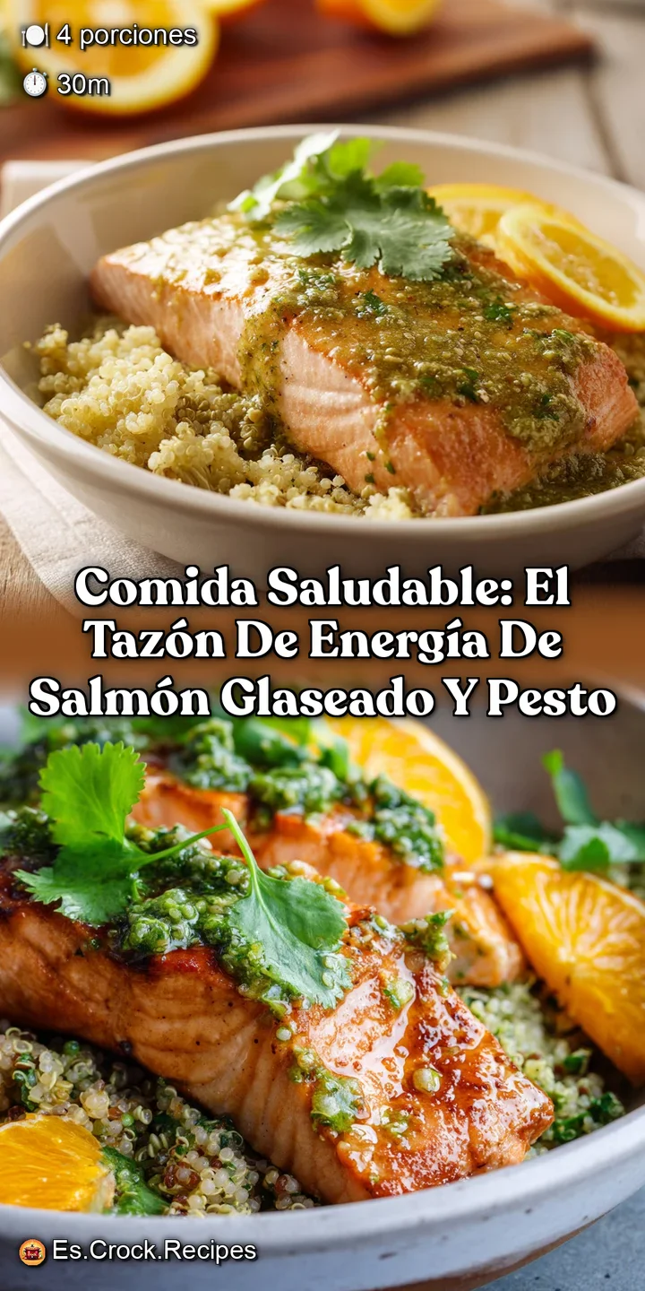 Comida saludable: El Taz&oacute;n de Energ&iacute;a de Salm&oacute;n Glaseado y Pesto