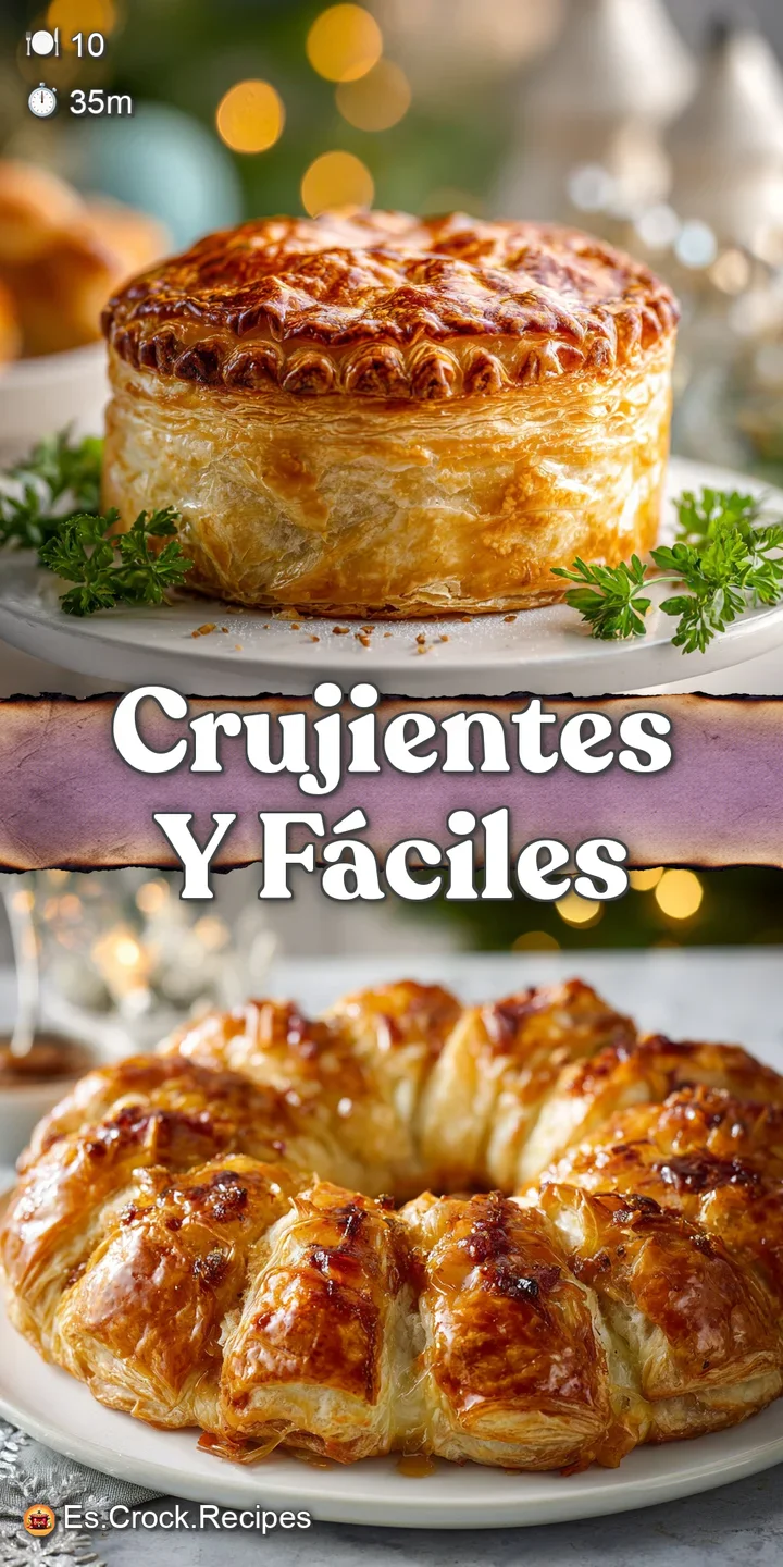 Close-up of a crispy baked appetizer showcasing its flaky, golden crust and savory filling. Hints of steam suggest warmth ...