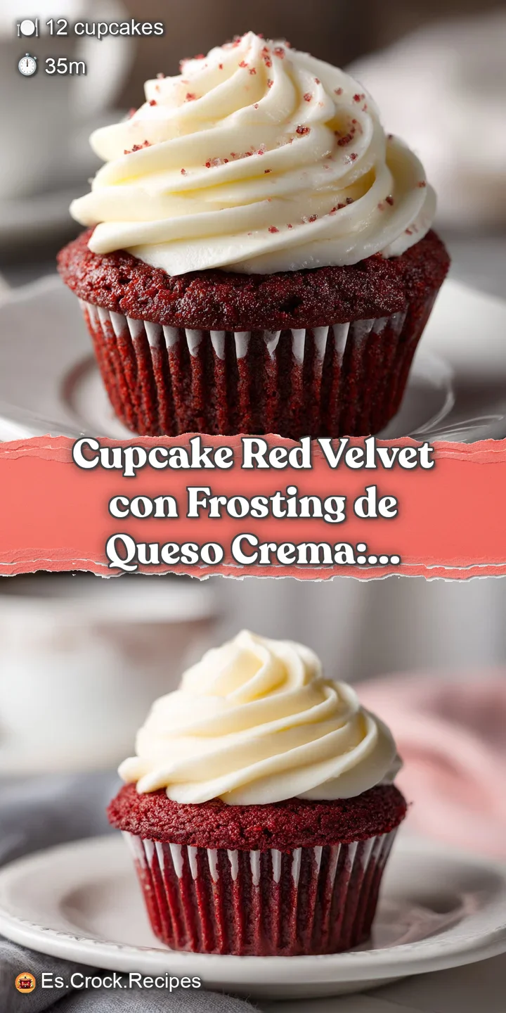 Close-up shot of a moist, deep-red cupcake crowned with a generous swirl of rich, tangy cream cheese frosting.