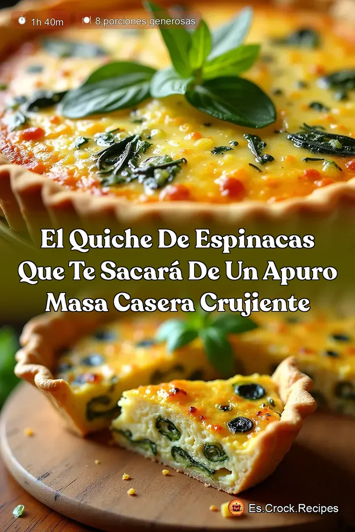 El Quiche de Espinacas que te Sacar&aacute; de un Apuro Masa Casera Crujiente