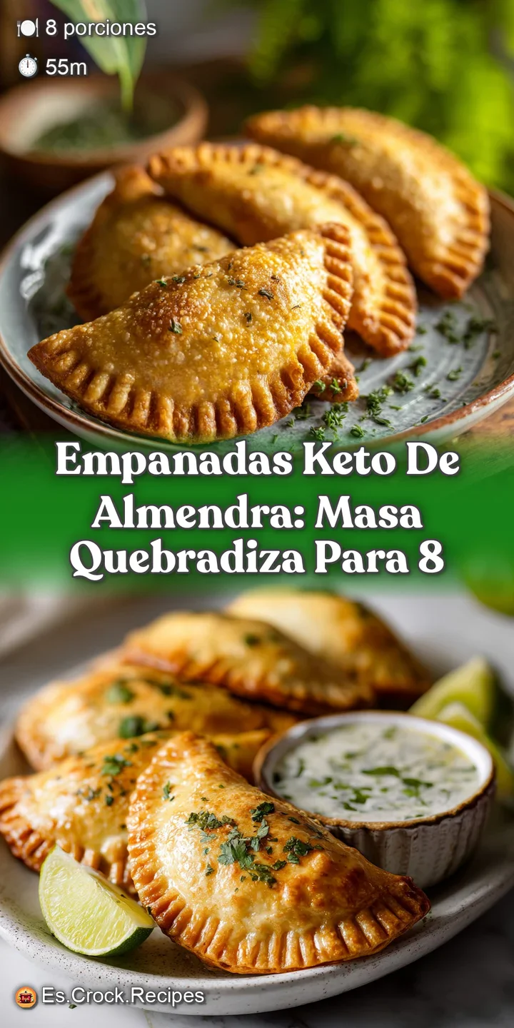 Close-up captures the textured, golden crust of an almond empanada. Steam rises, promising a warm, savory filling. Mouthwa...