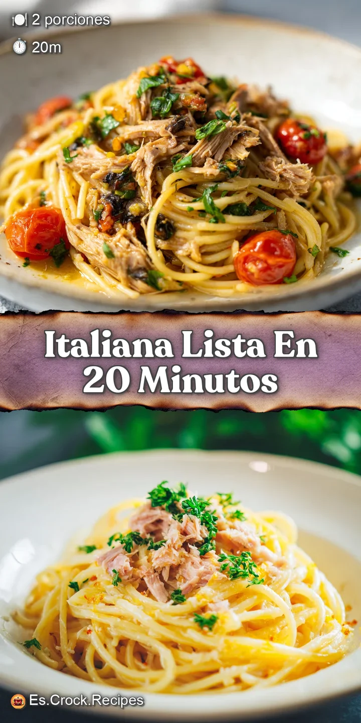 Close-up of tuna pasta. See the tender tuna, perfectly cooked pasta, juicy tomatoes, and glistening sauce. A burst of fres...