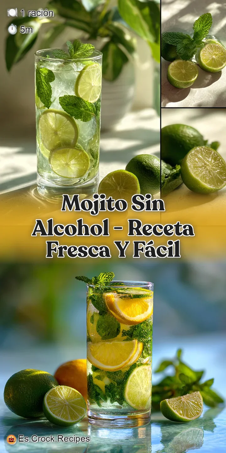 Close-up shot capturing the vibrant green of muddled mint and the juicy burst of lime in a refreshing alcohol-free mojito ...